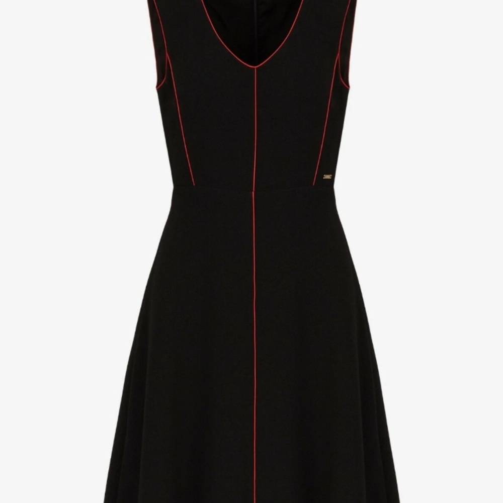 NWT Armani Exchange Elegant Black Dress with Red Accents Size 14